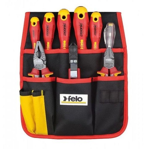 ZESTAW NARZĘDZI FELO ERGONIC VDE + KIESZEŃ NA PAS, 9SZT FELO ZESTAW NARZĘDZI FELO ERGONIC VDE + KIESZEŃ NA PAS, 9SZT FELO