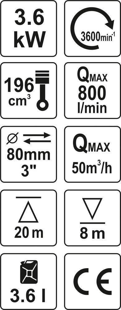 MOTOPOMPA DO WODY SPALINOWA 3'' 5,9HP 60M3/H YATO MOTOPOMPA DO WODY SPALINOWA 3'' 5,9HP 60M3/H YATO