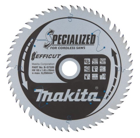 PIŁA SPIEKOWA 'EFFICUT' 165*20*56Z DO DREWNA, MDF, LAMINAT MAKITA PIŁA SPIEKOWA 'EFFICUT' 165*20*56Z DO DREWNA, MDF, LAMINAT MAKITA