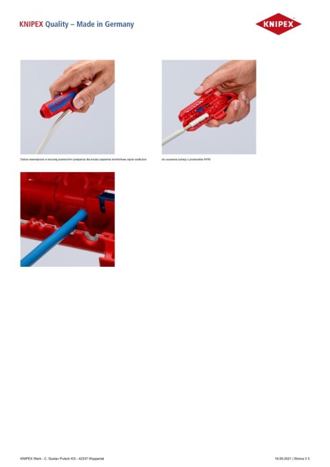 UNIWERSALNE NARZĘDZIE DO ŚCIĄGANIA IZOLACJI KNIPEX UNIWERSALNE NARZĘDZIE DO ŚCIĄGANIA IZOLACJI KNIPEX
