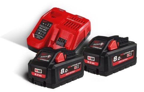 ZESTAW AKUMULATORÓW M18 2*8.0AH + ŁADOWARKA M18 NRG-802 MILWAUKEE ZESTAW AKUMULATORÓW M18 2*8.0AH + ŁADOWARKA M18 NRG-802 MILWAUKEE