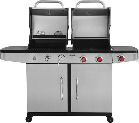 GRILL GAZOWY 2W1 GAZ+WĘGIEL, STAL NIERDZEWNA 8.2KW YATO GRILL GAZOWY 2W1 GAZ+WĘGIEL, STAL NIERDZEWNA 8.2KW YATO
