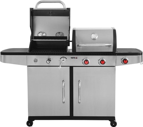 GRILL GAZOWY 2W1 GAZ+WĘGIEL, STAL NIERDZEWNA 8.2KW YATO GRILL GAZOWY 2W1 GAZ+WĘGIEL, STAL NIERDZEWNA 8.2KW YATO