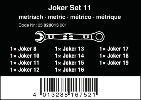 ZESTAW KLUCZY PŁASKO-OCZKOWYCH Z GRZECHOTKĄ JOKER WERA ZESTAW KLUCZY PŁASKO-OCZKOWYCH Z GRZECHOTKĄ JOKER WERA