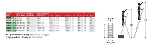 DRABINA TRZYELEMENTOWA 3X15 SZCZEBLI ST450/3N FARAONE DRABINA TRZYELEMENTOWA 3X15 SZCZEBLI ST450/3N FARAONE