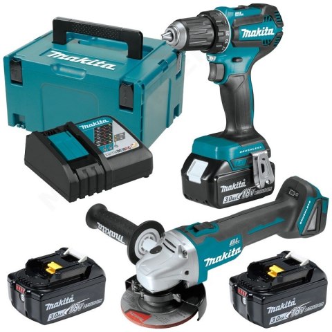 ZESTAW COMBO LI-LON 18V DGA504 + DDF485 3*3.0AH MAKPAC MAKITA ZESTAW COMBO LI-LON 18V DGA504 + DDF485 3*3.0AH MAKPAC MAKITA