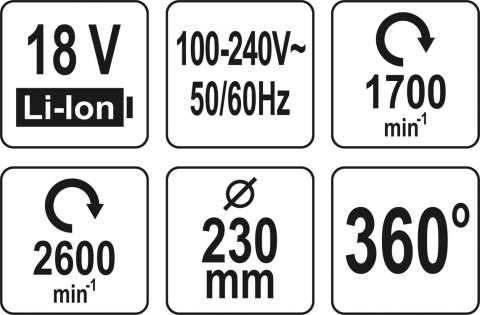 WENTYLATOR HYBRYDOWY 18V/240V BEZ AKUMULATORA YATO WENTYLATOR HYBRYDOWY 18V/240V BEZ AKUMULATORA YATO