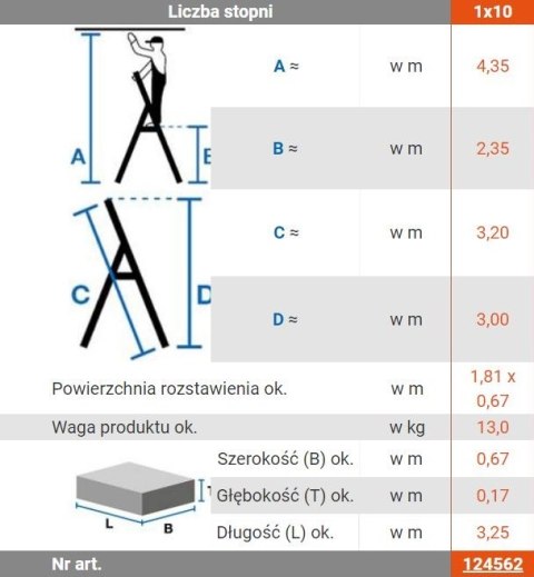 DRABINA ALUMINIOWA WOLNOSTOJĄCA STABILO 10 SZCZEBLI KRAUSE DRABINA ALUMINIOWA WOLNOSTOJĄCA STABILO 10 SZCZEBLI KRAUSE