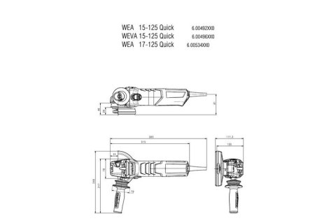 SZLIFIERKA KĄTOWA 125MM WEA 17-125 QUICK METABO SZLIFIERKA KĄTOWA 125MM WEA 17-125 QUICK METABO