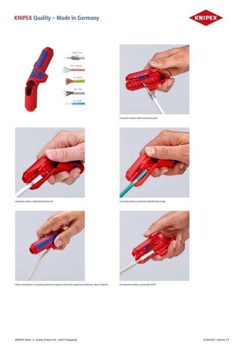 UNIWERSALNE NARZĘDZIE DO ŚCIĄGANIA IZOLACJI DLA LEWORĘCZNYCH KNIPEX UNIWERSALNE NARZĘDZIE DO ŚCIĄGANIA IZOLACJI DLA LEWORĘCZNYCH KNIPEX