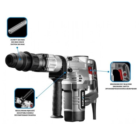MŁOT WYBURZENIOWY SDS MAX 1300W, WALIZKA GRAPHITE MŁOT WYBURZENIOWY SDS MAX 1300W, WALIZKA GRAPHITE
