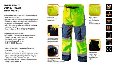 SPODNIE ROBOCZE DO PASA OSTRZEGAWCZE SOFTSHELL,ŻÓŁTE,ROZ.XXL NEO SPODNIE ROBOCZE DO PASA OSTRZEGAWCZE SOFTSHELL,ŻÓŁTE,ROZ.XXL NEO
