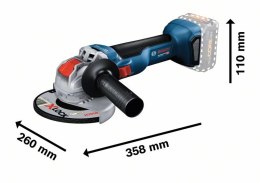 SZLIFIERKA KĄTOWA AKUMULATOROWA 125MM GWX 18V-10 0*AH BOSCH