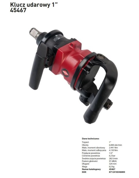 KLUCZ UDAROWY KOMPAKTOWY 1'' HD 1800NM AIRPRESS KLUCZ UDAROWY KOMPAKTOWY 1'' HD 1800NM AIRPRESS