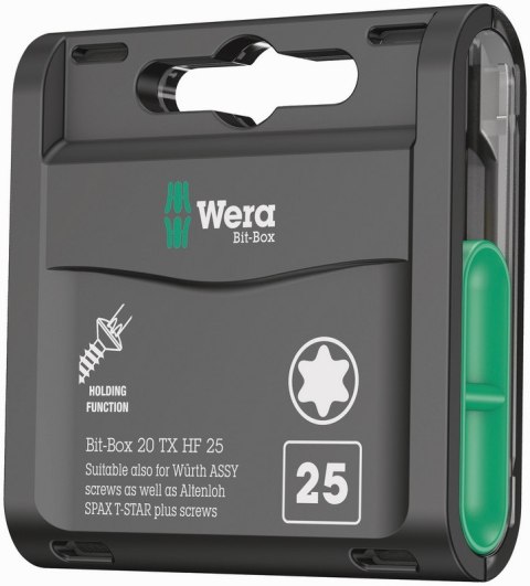 ZESTAW BIT-BOX 20 TX HF, TX 25MM, 20 SZTUK WÜRTH, SPAX WERA ZESTAW BIT-BOX 20 TX HF, TX 25MM, 20 SZTUK WÜRTH, SPAX WERA
