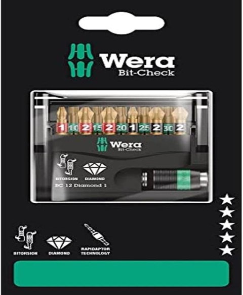 ZESTAW BITÓW BIT-CHECK 12 DIAMOND 1 SB, 12 CZ. WERA ZESTAW BITÓW BIT-CHECK 12 DIAMOND 1 SB, 12 CZ. WERA
