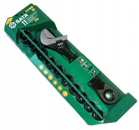 ZESTAW KLUCZ NASTAWNY 8'' Z GRZECHOTKĄ PASS THRU+ 10 NASADEK UN ZESTAW KLUCZ NASTAWNY 8'' Z GRZECHOTKĄ PASS THRU+ 10 NASADEK UN