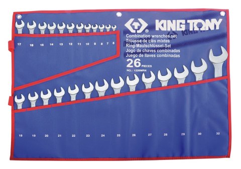 KOMPLET KLUCZY PŁASKO-OCZKOWYCH 26 SZTUK 6-32MM KING TONY KOMPLET KLUCZY PŁASKO-OCZKOWYCH 26 SZTUK 6-32MM KING TONY