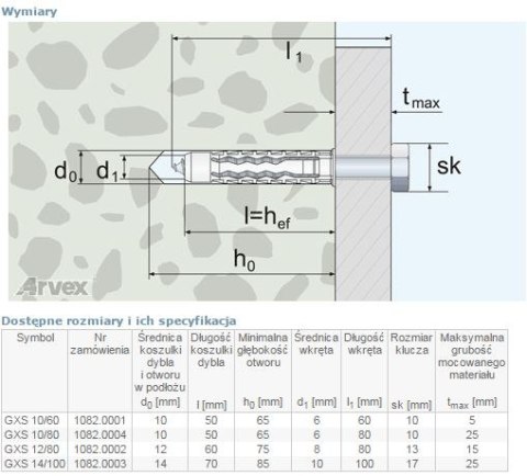 DYBEL UNIVERSALNY WKRĘT ŁEB SZEŚCIOKĄTNY GXS 14/100MM DYBEL UNIVERSALNY WKRĘT ŁEB SZEŚCIOKĄTNY GXS 14/100MM