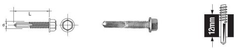 WKRĘT SAMOWIERTNY Z ŁBEM SZEŚCIOKĄTNYM 5.5*38MM 12MM WKRĘT SAMOWIERTNY Z ŁBEM SZEŚCIOKĄTNYM 5.5*38MM 12MM