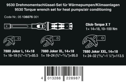 KOMPLET KLUCZY DYNAMOMETR.CLICK-TORQUE DO KOŃC.WTYKOWYCH 4CZ WERA KOMPLET KLUCZY DYNAMOMETR.CLICK-TORQUE DO KOŃC.WTYKOWYCH 4CZ WERA