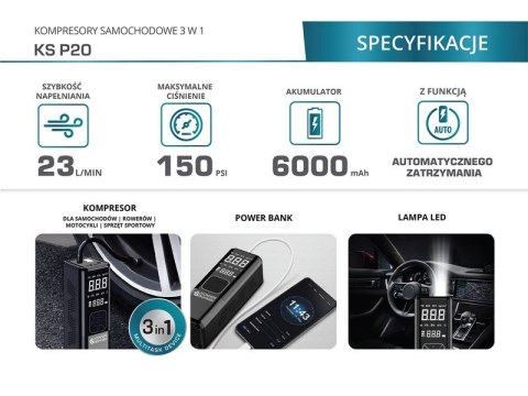 KOMPRESOR AKUMULATOROWY 3 W 1 KS P20 UN KOMPRESOR AKUMULATOROWY 3 W 1 KS P20 UN