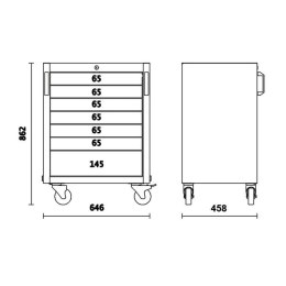 WÓZEK NARZĘDZIOWY Z 7 SZUFLADAMI SYSTEM C45PRO BETA