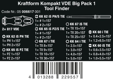 ZESTAW WKRĘTAKÓW KRAFTFORM KOMPAKT VDE BIG PACK 1, 26 CZ. WERA ZESTAW WKRĘTAKÓW KRAFTFORM KOMPAKT VDE BIG PACK 1, 26 CZ. WERA