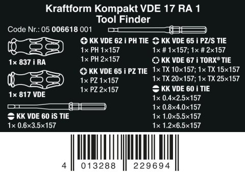 ZESTAW KRAFTFORM KOMPAKT VDE FUNKCJA GRZECHOTKI 17CZ. WERA ZESTAW KRAFTFORM KOMPAKT VDE FUNKCJA GRZECHOTKI 17CZ. WERA