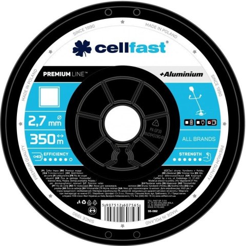 ŻYŁKA DO WYKASZARKI KWADRAT PREMIUM 2.7MM 350M CELL-FAST ŻYŁKA DO WYKASZARKI KWADRAT PREMIUM 2.7MM 350M CELL-FAST