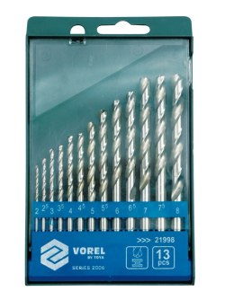 KOMPLET WIERTEŁ DO METALU HSS 2-8MM 13SZT VOREL