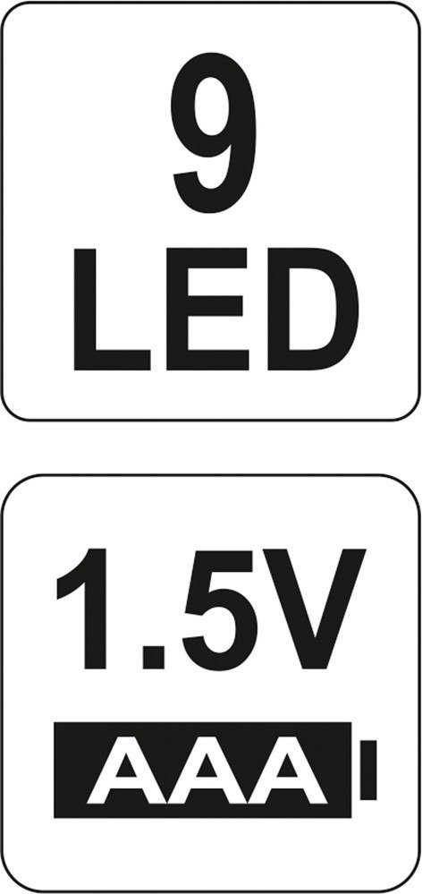LATARKA ALUMINIOWA, 9LED, CZARNA YATO LATARKA ALUMINIOWA, 9LED, CZARNA YATO