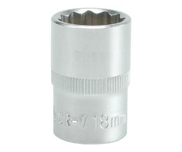NASADKA KRÓTKA 12-KĄTNA CHROMOWANA 1/2'' 18MM YATO