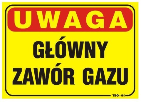 TABLICA 35*25CM UWAGA! GŁÓWNY ZAWÓR GAZU UN TABLICA 35*25CM UWAGA! GŁÓWNY ZAWÓR GAZU UN