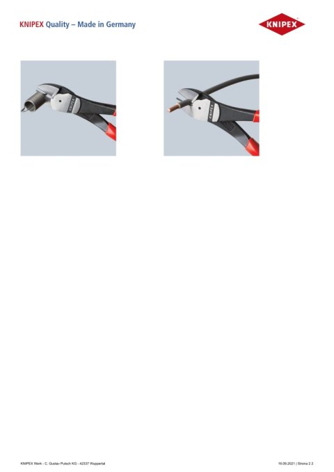 SZCZYPCE TNĄCE BOCZNE O ZWIĘKSZONYM PRZEŁOŻENIU 160MM KNIPEX SZCZYPCE TNĄCE BOCZNE O ZWIĘKSZONYM PRZEŁOŻENIU 160MM KNIPEX