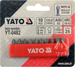 GROT, BIT, KOŃCÓWKA DO WKRĘTARKI 25MM KOMPLET 10-SZTUKOWY YATO
