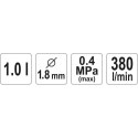 PISTOLET LAKIERNICZY Z DOLNYM ZBIORNIKIEM 1L 1,8M YATO