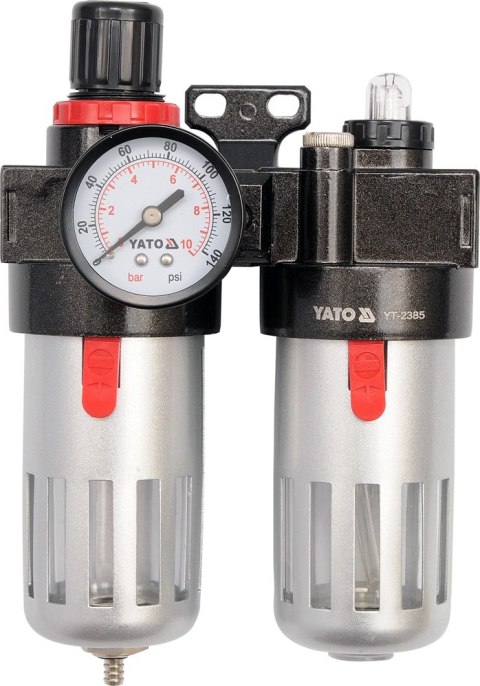 ZESPÓŁ FILTRUJĄCY REDUKTOR + SMAROWNICA 1/4' 90CM3 YATO ZESPÓŁ FILTRUJĄCY REDUKTOR + SMAROWNICA 1/4' 90CM3 YATO