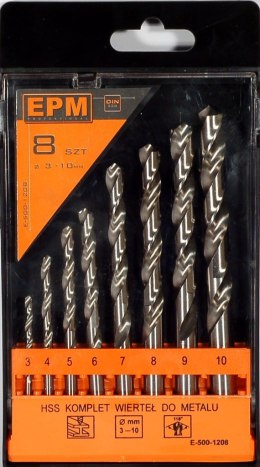 ZESTAW WIERTEŁ HSS DO METALU 3-10MM 8SZT. EPM