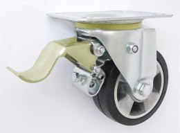 KOŁO ALUMINIUM-GUMA 125MM OBUDOWA SKRĘTNA+HAMULEC A25GH UN