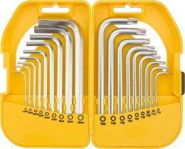 KOMPLET KLUCZY TRZPIENIOWYCH HEX I TORX KRÓTKIE 18 SZTUK TOPEX