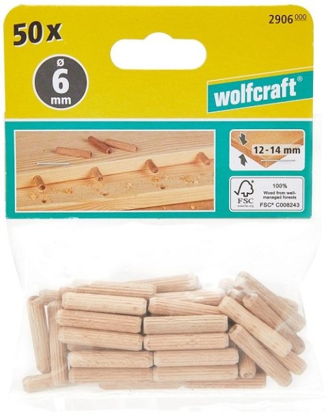 KOŁKI POŁĄCZENIOWE 6*30MM 50SZT BUK WOLFCRAFT KOŁKI POŁĄCZENIOWE 6*30MM 50SZT BUK WOLFCRAFT