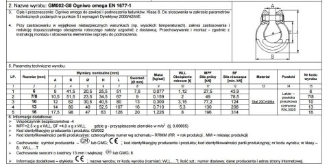 OGNIWO OMEGA G8 6MM WLL 1.12T UN OGNIWO OMEGA G8 6MM WLL 1.12T UN