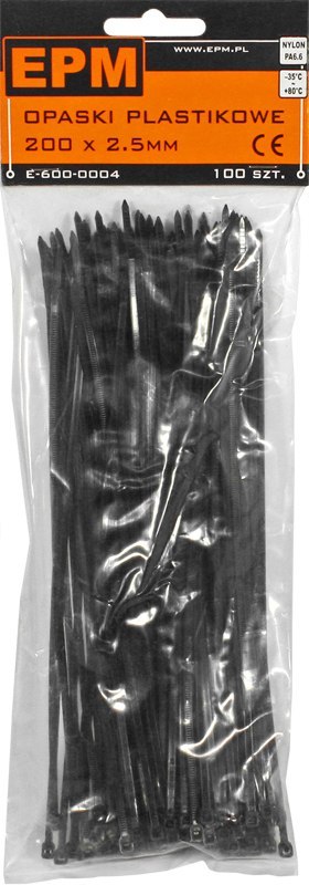 OPASKI PLASTIKOWE PA6.6 100SZT. CZARNE 100*2.5 EPM OPASKI PLASTIKOWE PA6.6 100SZT. CZARNE 100*2.5 EPM