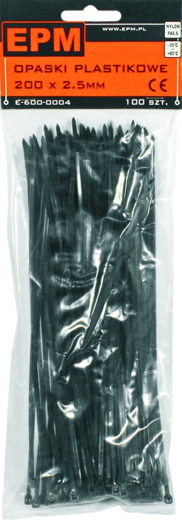 OPASKI PLASTIKOWE PA6.6 100SZT. CZARNE 150*2.5 EPM OPASKI PLASTIKOWE PA6.6 100SZT. CZARNE 150*2.5 EPM