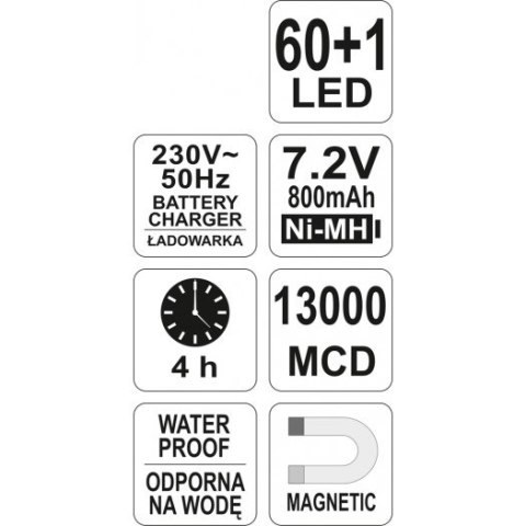 LAMPA DIODOWA WARSZTATOWA LED 60+1 YATO LAMPA DIODOWA WARSZTATOWA LED 60+1 YATO