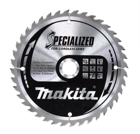 TARCZA TNĄCA DO DREWNA SPECJALIZED 165*20*40T MAKITA TARCZA TNĄCA DO DREWNA SPECJALIZED 165*20*40T MAKITA