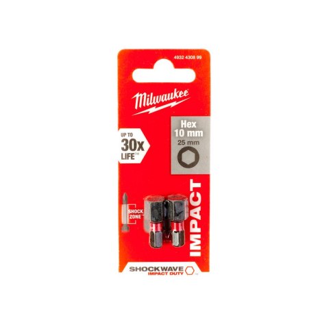 BIT, GROT, KOŃCÓWKA HEX10 25MM 2 SZT MILWAUKEE BIT, GROT, KOŃCÓWKA HEX10 25MM 2 SZT MILWAUKEE