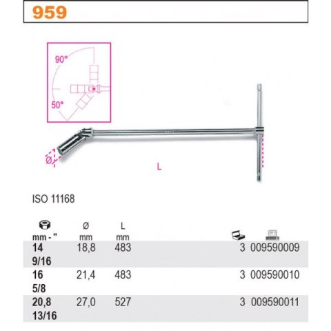KLUCZ NASADOWY Z PRZEG. DO ŚWIEC ZAPŁONOWYCH BETA 959 L483MM BETA KLUCZ NASADOWY Z PRZEG. DO ŚWIEC ZAPŁONOWYCH BETA 959 L483MM BETA