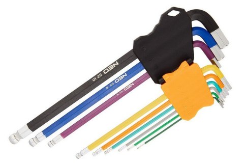 KLUCZE SZEŚCIOKĄTNE 1.5-10MM 9 SZTUK KOLOROWE NEO KLUCZE SZEŚCIOKĄTNE 1.5-10MM 9 SZTUK KOLOROWE NEO